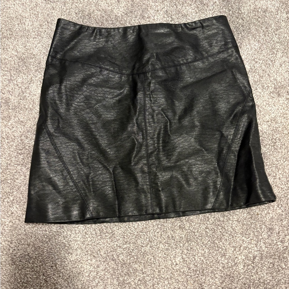Divided Black Faux Leather Mini Skirt